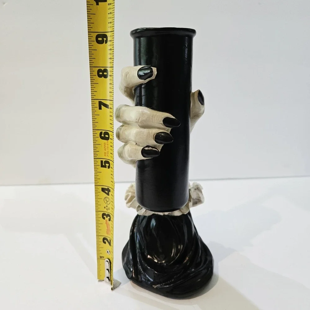 Ashland Halloween Witch Hand Vase Container Black White Tabletop Decor New!